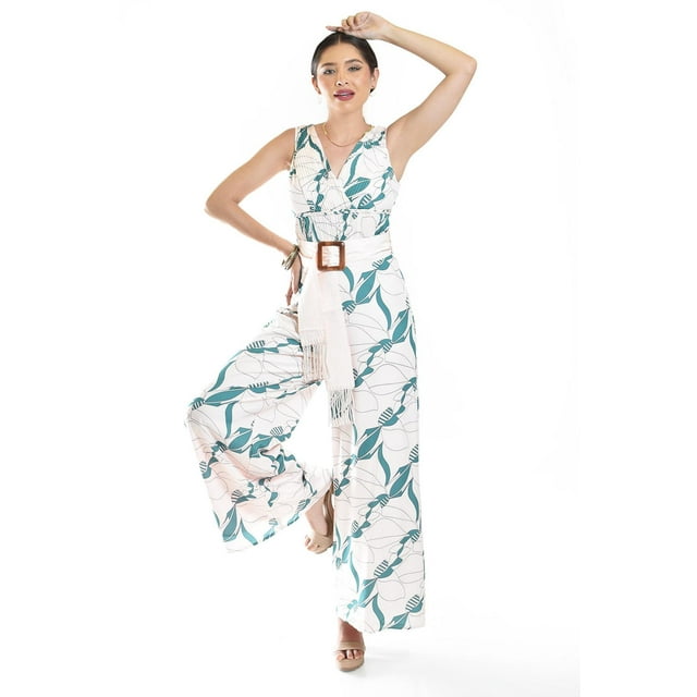 Jumpsuit estampado con cinto Roman Fashion /Juvenil, 33493 (Rosa, verde) rosa claro CH