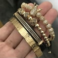 thumbnail image 4 of EOEMY Luxury Gold Roman Royal Crown Bracelet Set Women Men Hip Hop Bangle Jewelry Gift-Rose Gold Roman Number, 4 of 9