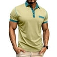 thumbnail image 2 of Qwertyu Men's Casual Polo Shirts Classic Long Sleeve Basic Button T-Shirt Lightweight Cotton Golf Tops with Pocket Yellow XL, 2 of 7