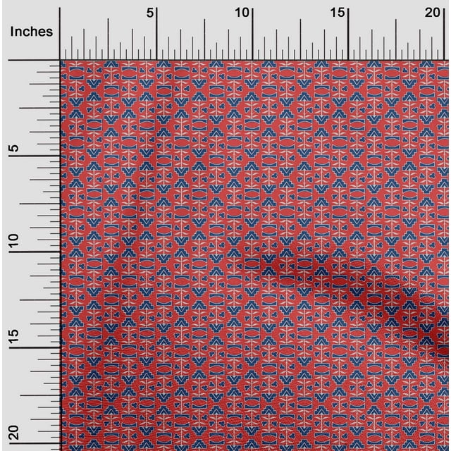 oneOone Cotton Poplin Fabric Leaves & Floral Block Printed Craft Fabric BTY 56 Inch Wide