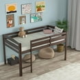 thumbnail image 2 of Giantex Wooden Twin Loft Bed, Kids Solid Wood Bed Frame with Ladder & Guardrails, No Box Spring Needed, Easy Assembly, Espresso, 2 of 8