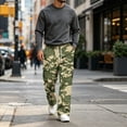 thumbnail image 5 of GrmtClth Men's Camo Cargo Straight Leg Pants Adjustable Drawstring Elastic Waist Multi Utility Pocket Outdoor Walking Trousers Army Green 3XL, 5 of 8