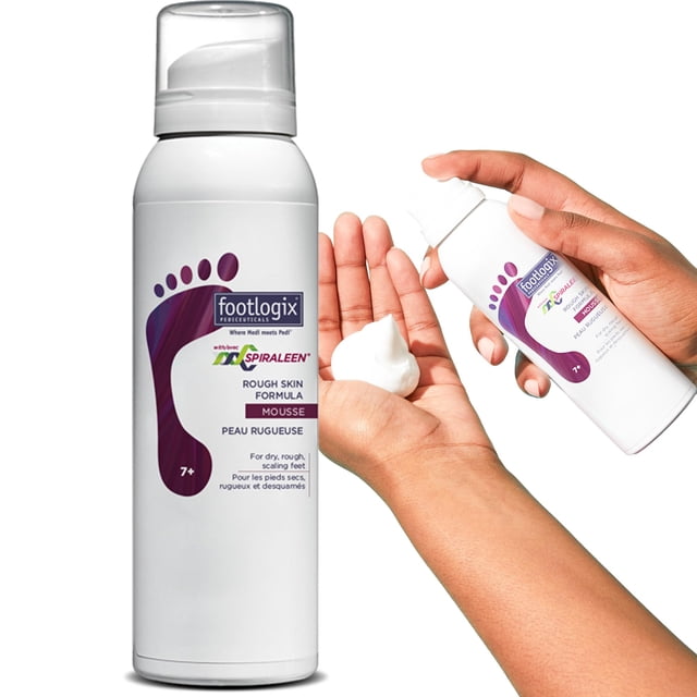 Footlogix Fórmula para piel áspera con espiraleen - Mousse para talones y pies secos y agrietados Cuidado de los pies para hombres y mujeres Tratamiento de pies secos y agrietados 4.23 oz