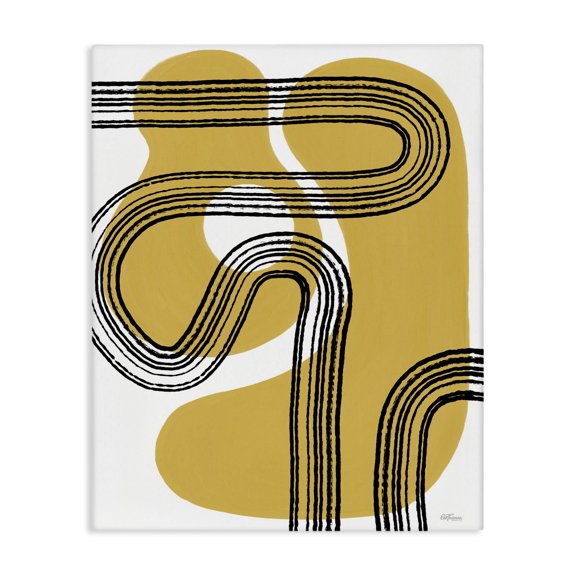 Stupell Industries Modern Curved Stripes on Shapes Canvas Art, 16 x 20, by Cat Thurman Designs