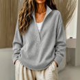 thumbnail image 2 of Comdrip Women's Long Sleeve Classic V Neck Pullover Sweater Casual Loose Fall Winter Knitted Fashion Formal Daily Wear Grey M, 2 of 7