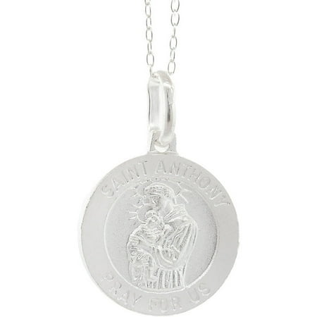 - Pori Jewelers Italian Sterling Silver Saint Anthony Medallion Charm Pendant Necklace, 16