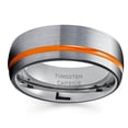thumbnail image 2 of Orange Wedding Band Orange Tungsten Ring Gunmetal Wedding Ring Black Tungsten Ring 8mm Comfort Ring, 2 of 2