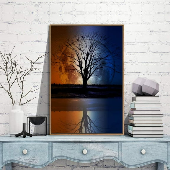 IDEA4WALL Framed Canvas Wall Art for Living Room, Bedroom Moon Canvas Prints for Modern Home Decoration Ready to Hang