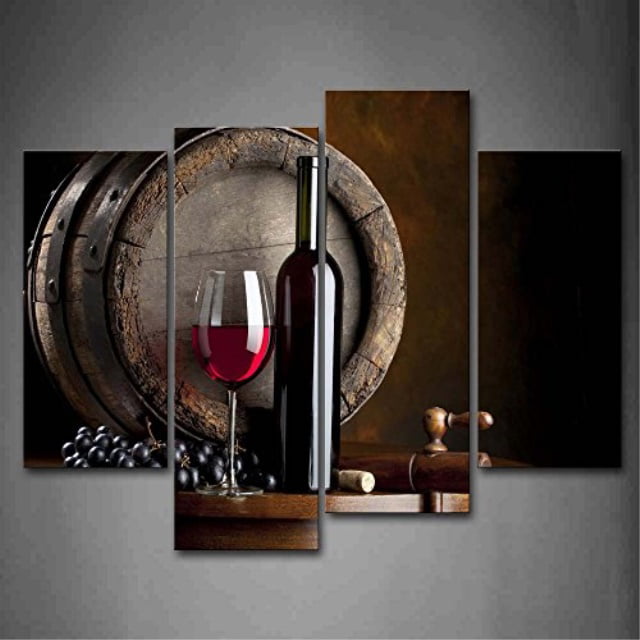 Wine And Fruit With Glass And Barrel Wall Art Painting For Kitchen Pictures  Print On Canvas Food The Picture For Home Modern Dec