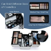 Extra Large Makeup Case Cosmetic Train Case with Dividers Lockable Makeup Box Organizer