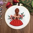 thumbnail image 3 of Hand Beginner Embroidery kit for Adults Easy Stamped Cross Stitch Starter kit with Pattern Girl Hair Friendship, DIY Embroidery Thread Hoop Floss Sampler kit' for Kids needlepoin Kit for Women, Red1, 3 of 5