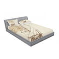 thumbnail image 3 of Ambesonne Nautical Fitted Sheet & Pillow Sham Set, Sailing Ship Birds Sun, Twin, Tan Brown, 3 of 3