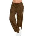 thumbnail image 2 of BLTIBY Womens Joggers Pants Solid Color Drawstring Lightweight Running Sweatpants with Pockets Ladies Autumn Winter Yoga Sports Loose Casual Long Trousers Brown XL, 2 of 7