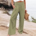 thumbnail image 2 of KHONTS Women's Casual High Waisted Palazzo Pants Wide Leg Trendy Trousers Floral Printed Boho Beach Vacation Pants with Pockets Army Green XXL, 2 of 5