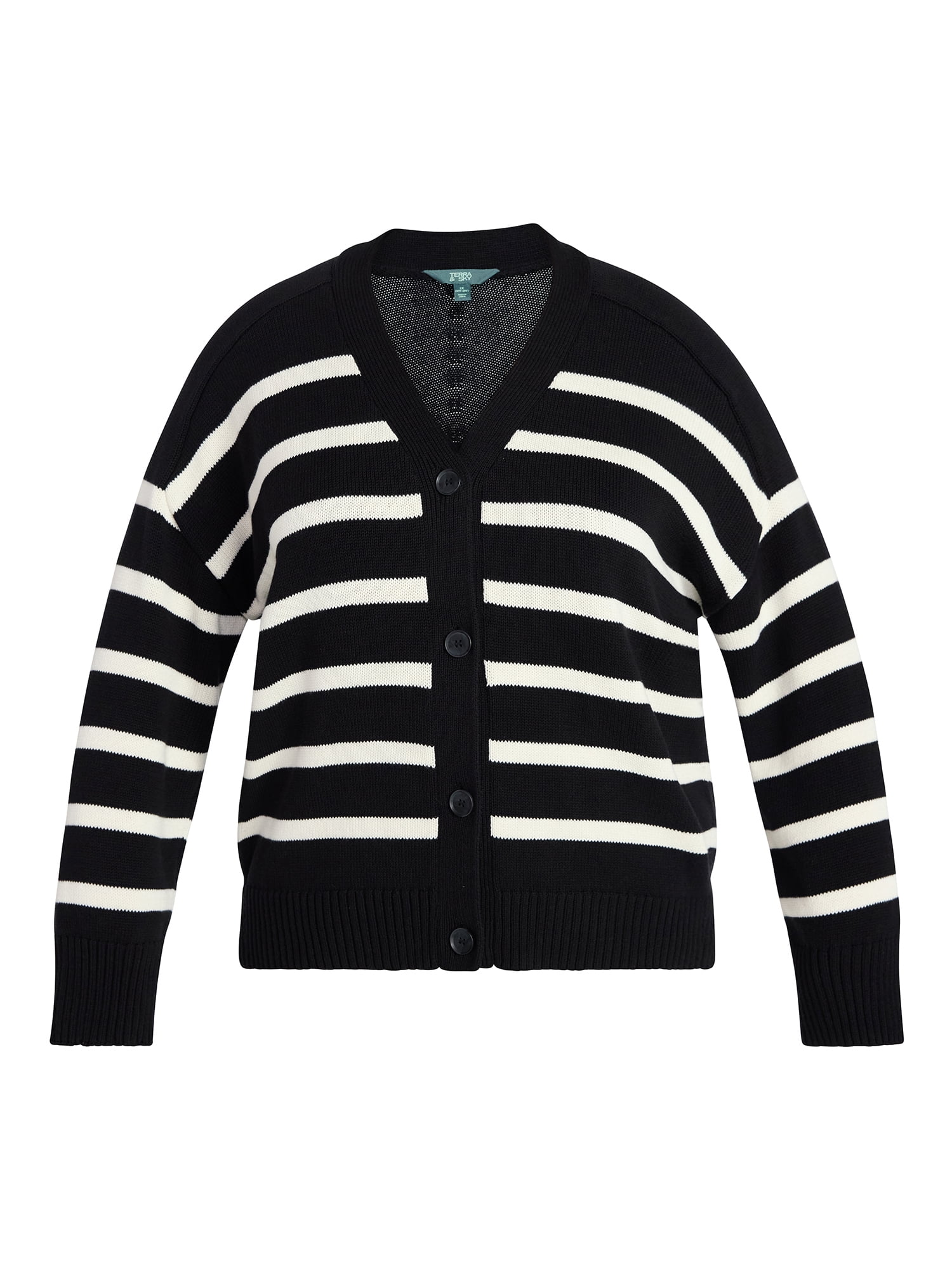 Terra & Sky Women's Plus Size Boyfriend Cardigan with Long Sleeves, Midweight, Size 0X-5X