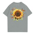 thumbnail image 2 of NAMTYQX Women's Summer Tops Round Neck Breathable Print Loose Fit Basic Short Sleeve Stretch Grafisches Plus Size Womens Spring Tops Gray Size 2XL, 2 of 4
