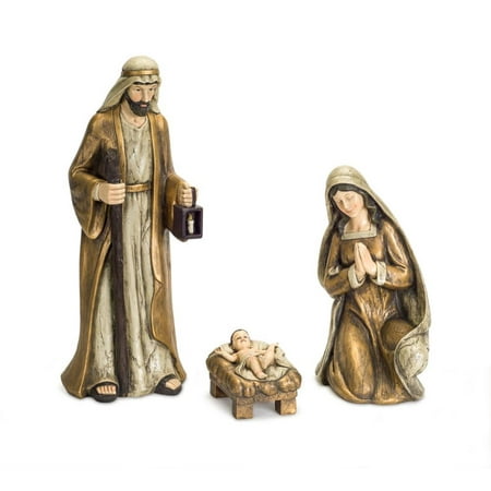 Plastic Nativity Figures Set of 3 Brown and Off-White Holy Family Religious Christmas Nativity Figures 19.5