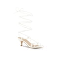 thumbnail image 1 of BLISSFUL STEP Sandales à Petits Talons à Brides et à Lacets pour Femmes Blanches (Taille 6), 1 of 7