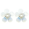 thumbnail image 1 of AeraVida Luminous Blossom Moonstone, Pearl, and Crystal Bead Floral Clip-on Earrings, 1 of 5