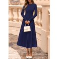 thumbnail image 4 of Vestido PRETTYGARDEN 2025 de punto, manga larga, midi, azul marino, talla XL, 4 of 8