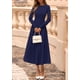thumbnail image 4 of Vestido PRETTYGARDEN 2025 de punto, manga larga, midi, azul marino, talla XL, 4 of 8