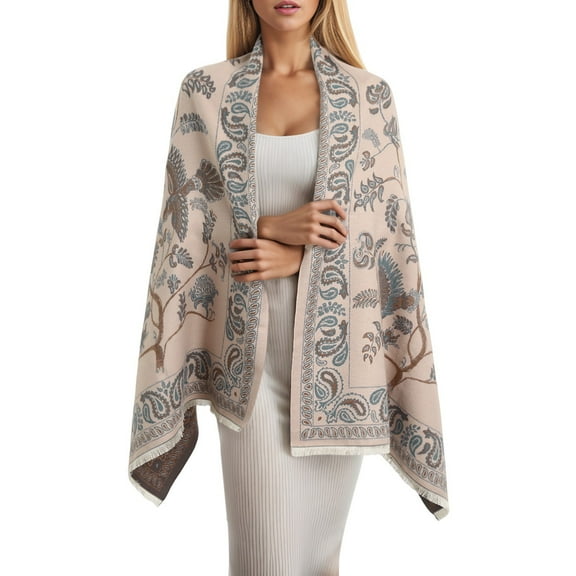 uvwlwu Scarf for Women, Women's Autumn Winter Wool Plaid Shawl Wrap Elegant Tassel Blanket Scarf For Chilly Weather(Beige,One Size)