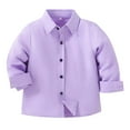 thumbnail image 5 of Ulanda Boys Long Sleeve Casual Button Down Shirts Collared Uniform Kids Dress Shirt Button Up Uniform (Purple, 4-5 Years), 5 of 5
