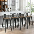 thumbnail image 5 of Andeworld Bar Stools Set of 4 Counter Height Stools Industrial Metal Barstools with Wooden Seats( 30 Inch, Distressed Black), 5 of 10