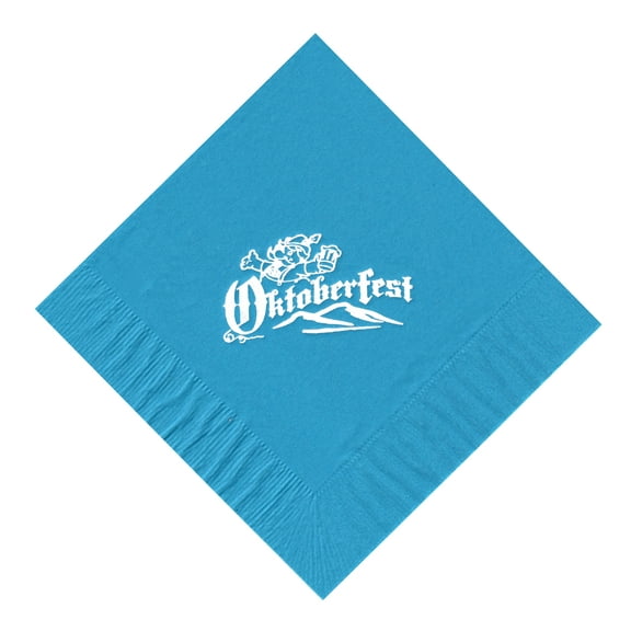 25 Turquoise Oktoberfest Luncheon Paper Napkins with a White Color Oktoberfest Brewmeister Logo