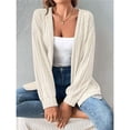 thumbnail image 4 of Chaquetas de Mujer de Color Liso, Larga, Frente Abierto, Chaqueta Regular Albaricoque M, 4 of 7