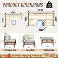 thumbnail image 3 of MOLIBYME 7 Pcs Outdoor Patio Furniture Set, Modular Outdoor Sectional Wicker Conversation Set, Rattan Sofa Set with Glass Table and Washable Cushion Covers, Beige Cushion, 3 of 8