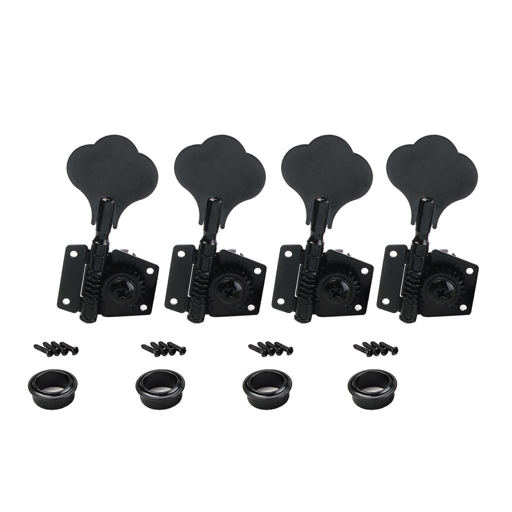 LeeQinersw Metal 4R Machine Head Tuner Tuning Pegs + Guitar Bridge Set for Bass Guitar