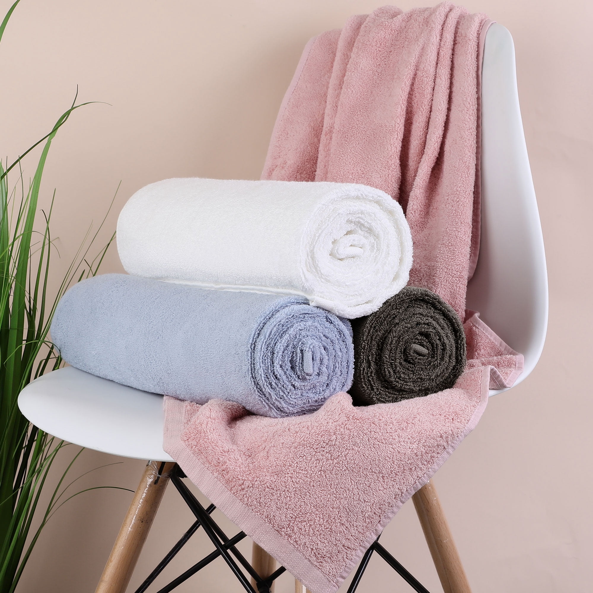 PiccoCasa Cotton Bath Towels 4Pcs 27"x54" Absorbent Waffle Weave Mixed Color