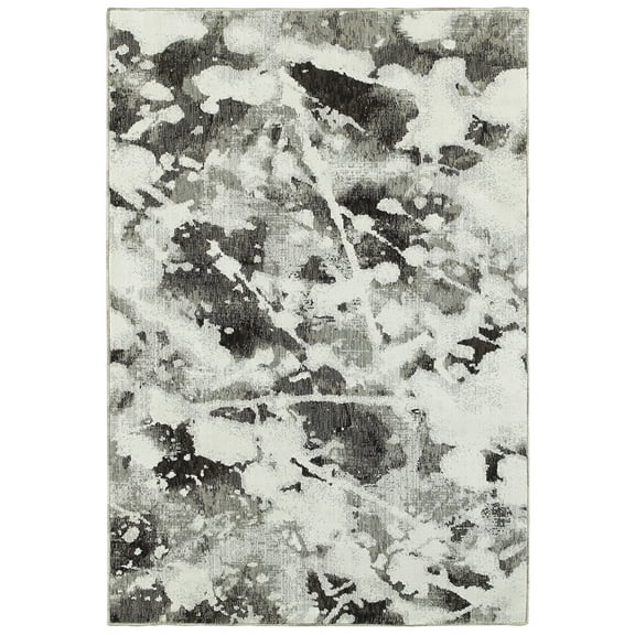 Moretti Remark Area Rug 8035B Charcoal Snowflakes Winter 3' 3" x 5' 2" Rectangle