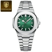 Poedagar luxury man wristwatch business stainless steel quartz men watch waterproof luminous date Square men's watches clock box