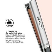 Revlon Extra Long Copper + Ceramic Plates 1 Flat Iron, Silver
