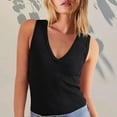 thumbnail image 2 of Delayuji Women 2025 Casual Soft Loose Spring Summer V Neck Sleeveless Tee Shirts Basic Trendy Outfits Clothes Black L Cotton Spring Tops for Women, 2 of 9