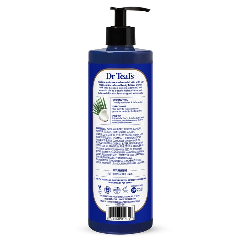 Dr Teal's Body Lotion, 18 fl oz, Coconut Oil with Shea Butter