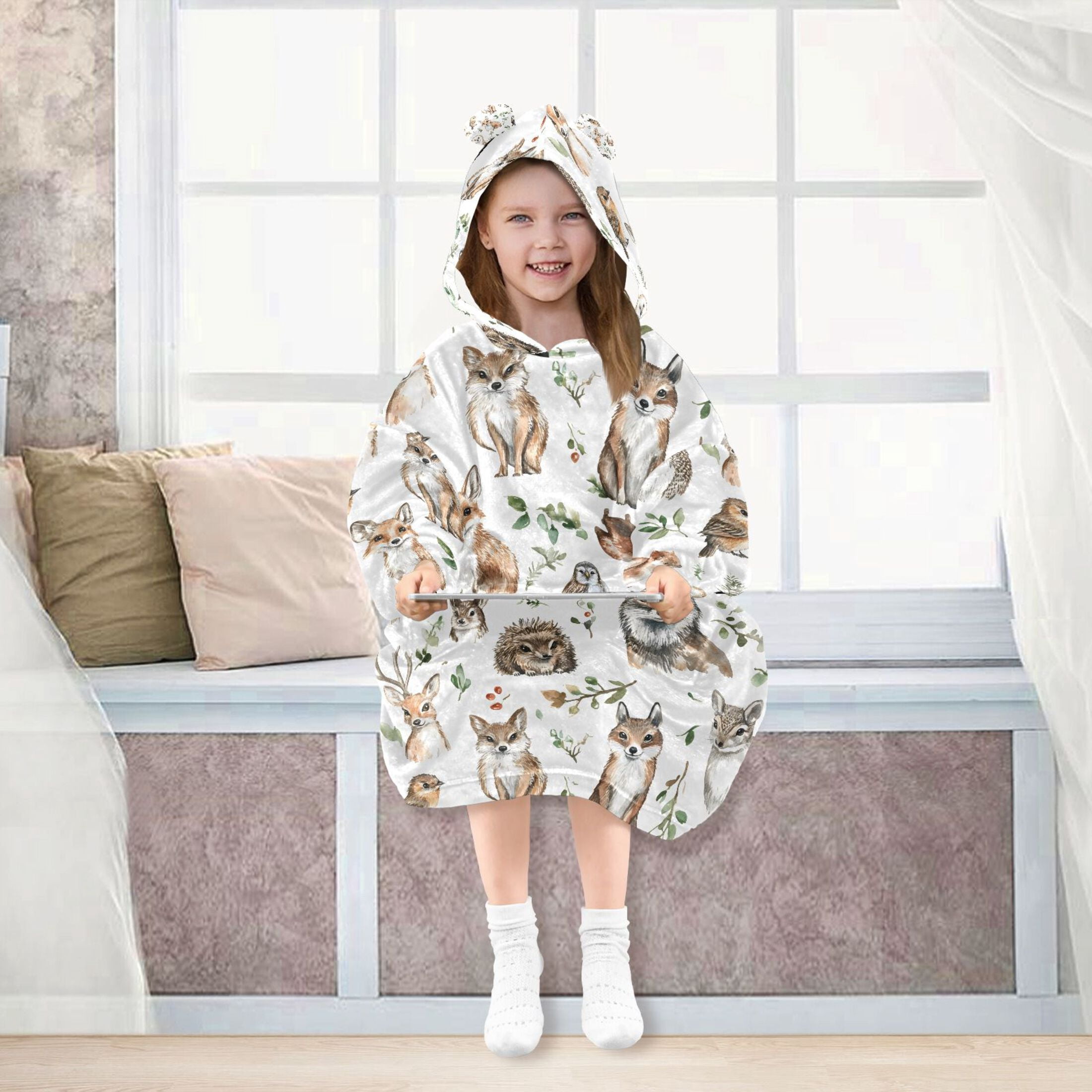 joogoo Blanket Hoodie for Cute Fox Owls Oversize Sweatshirt 3-14 YR L