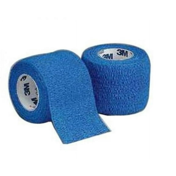 3M Coban Cohesive Bandage Standard Compression Self-adherent Closure Blue 2 Inch X 5 Yard, 6 Pack