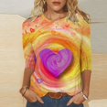 thumbnail image 2 of QTOCIO 3/4 Hauts à Manches pour Femmes, Hauts d'Été à Manches 3/4 pour Femmes, T-Shirts de Mode Décontractés Col Rond Manches 3/4 T-Shirt Ample Blouses pour Dames, 2 of 5
