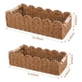 thumbnail image 2 of 2 Pcs Wicker Baskets with Wood Handles, Toilet Paper Basket, Handmade Woven Rectangular Storage for Bathroom, Home Sundries Storage (Brown S+L), 2 of 9