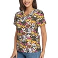 thumbnail image 5 of Yiaed Cute Cat Cartoon Print Women's T Shirt V-Neck Short Sleeve Shirt Casual Breathable Tee Summer Tops-Small, 5 of 5