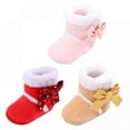 thumbnail image 7 of Unisex Newborn Baby Cotton High Booties Non-Slip Sole for Toddler Boys Girls Infant Winter Warm Fleece Cute Bow tie Shoes, 7 of 7