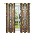 thumbnail image 7 of Yayeee Window Curtains Light Filtering 63"x52" Grommet Panel Pair Home Living Room Decor, Orange Geometric, 7 of 7