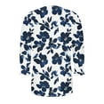 thumbnail image 6 of Womens Fall Fashion 2025 3/4 Sleeve With Smocked Cuffs Dressy Print Casual Blouses Outfits Beach Vacation Plus Size Clothes, 6 of 6