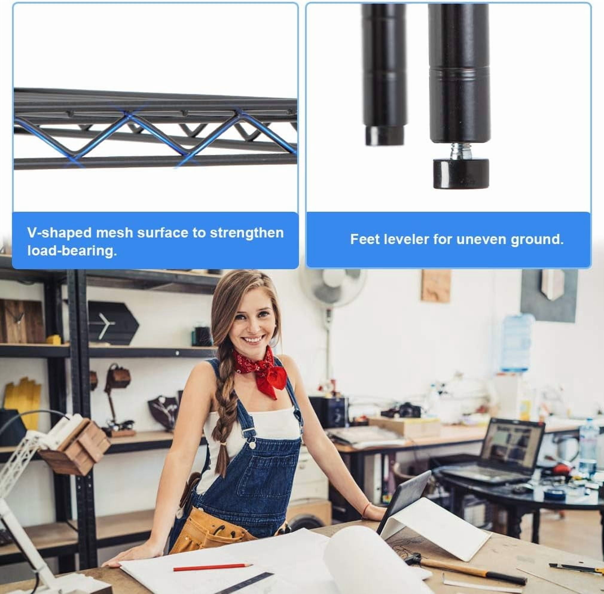 FDW 5 Shelf Wire Shelving Unit Garage NSF Wire Shelf Adjustable Utility Commercial Grade Steel Layer Shelf Rack Organizer 1250 LBS Capacity -14x36x72,Black