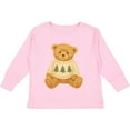 thumbnail image 3 of Inktastic Vintage Teddy Bear in Sweater with Christmas Trees Boys or Girls Long Sleeve Toddler T-Shirt, 3 of 5