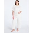 thumbnail image 2 of Joyspun Women's French Terry Lounge Sleep Short Sleeve Top and Capri Pants Set, 2 Piece, Sizes XS-3X, 2 of 5
