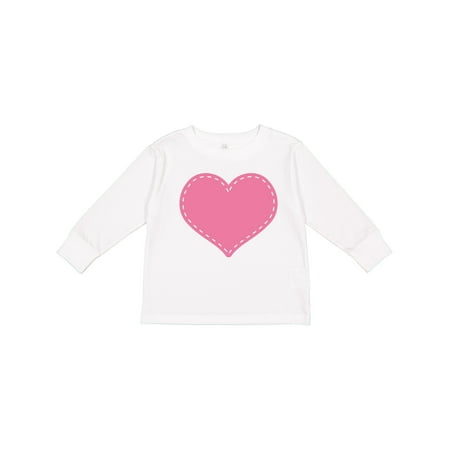 

Inktastic Pink Heart (Stitch Border) Gift Toddler Toddler Girl Long Sleeve T-Shirt